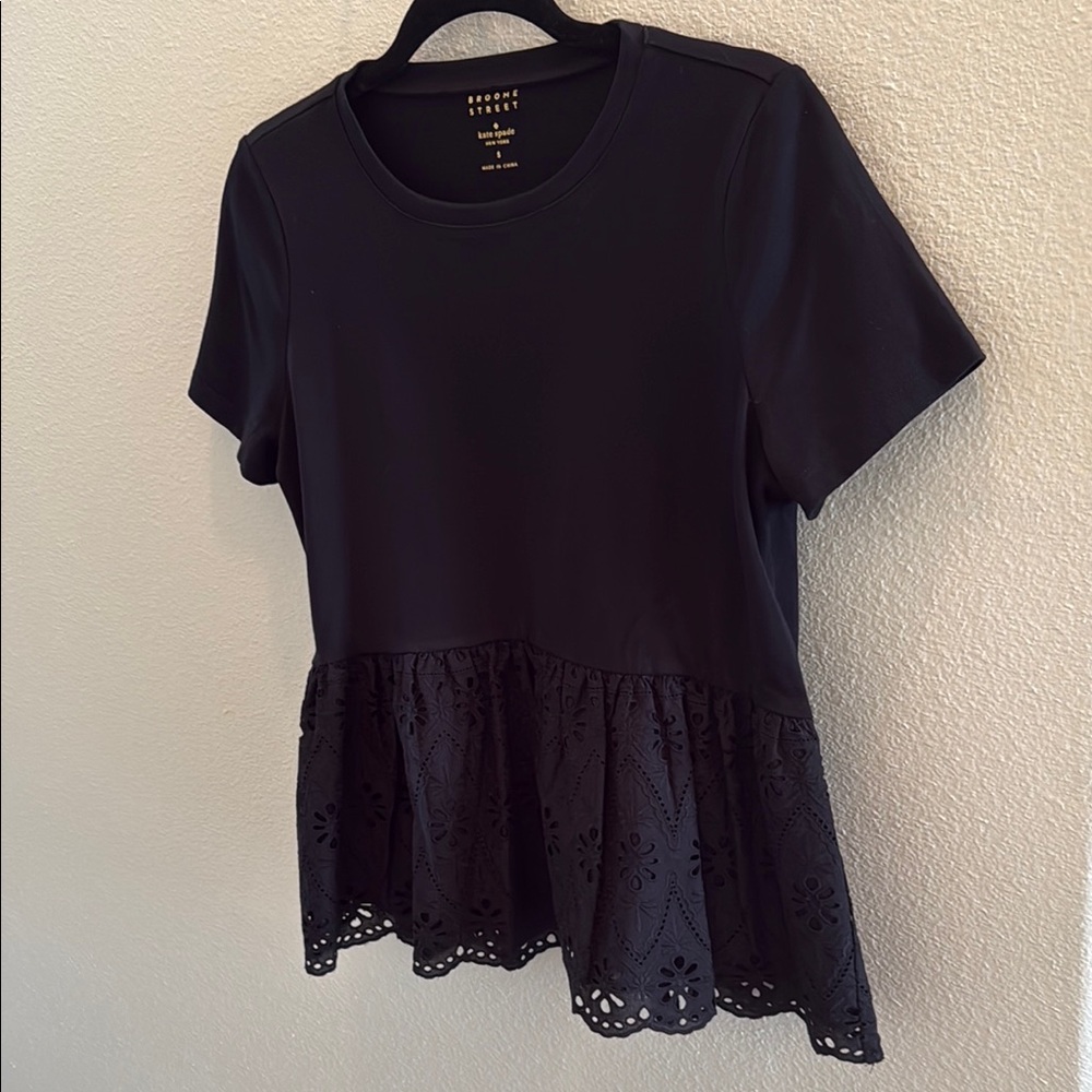 Kate Spade Black Peplum Short Sleeve T-Shirt